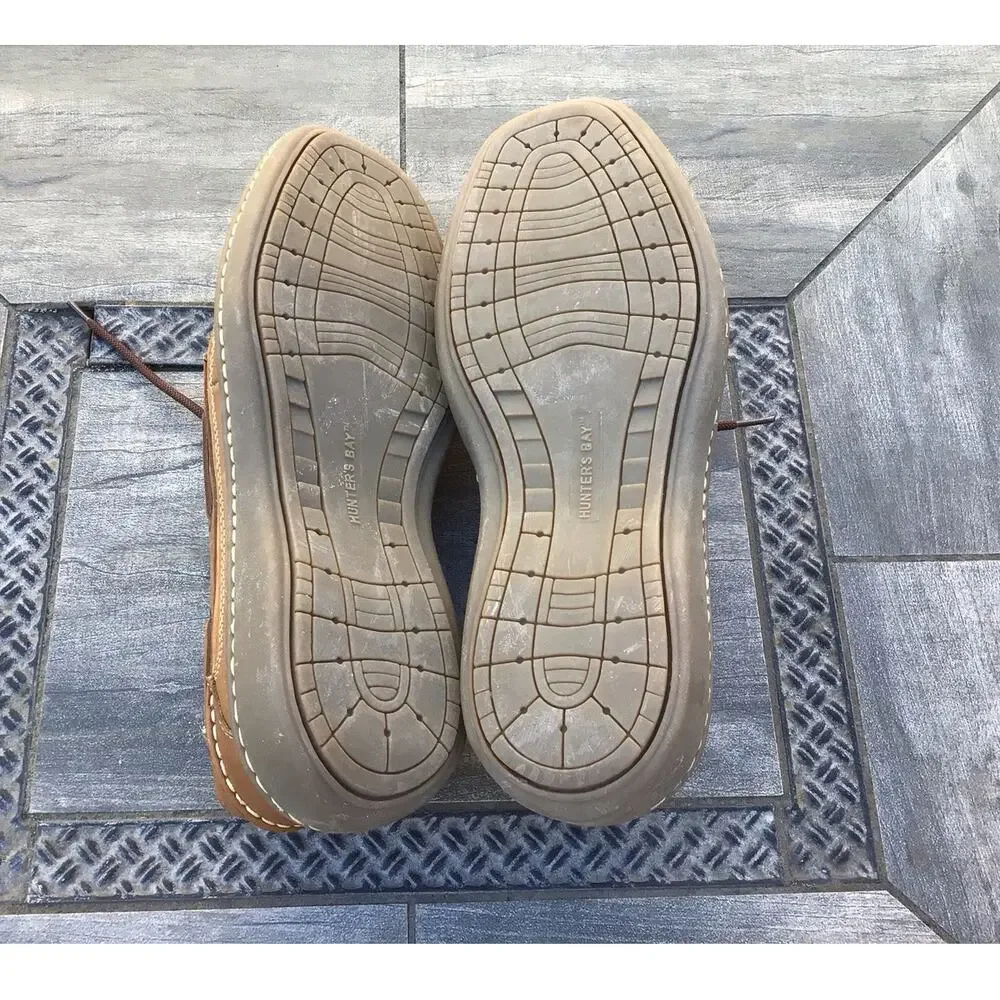 Hunters Bay Leather Suede Lace Up Boat Shoes 9 Nautical Vacation